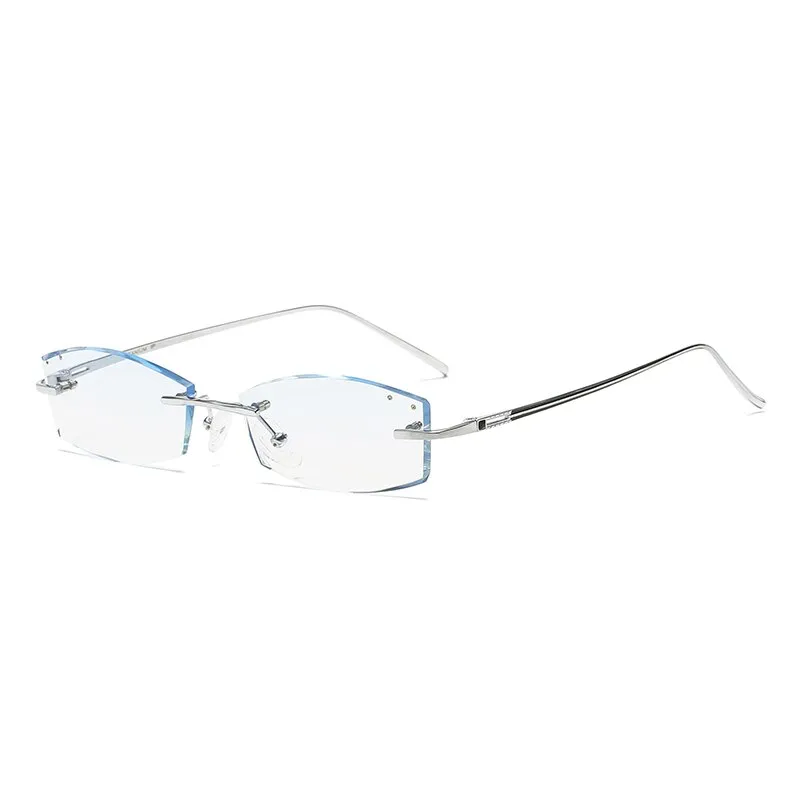Zirosat 9079 Men's Eyeglasses Titanium Rimless Diamond Trimmed