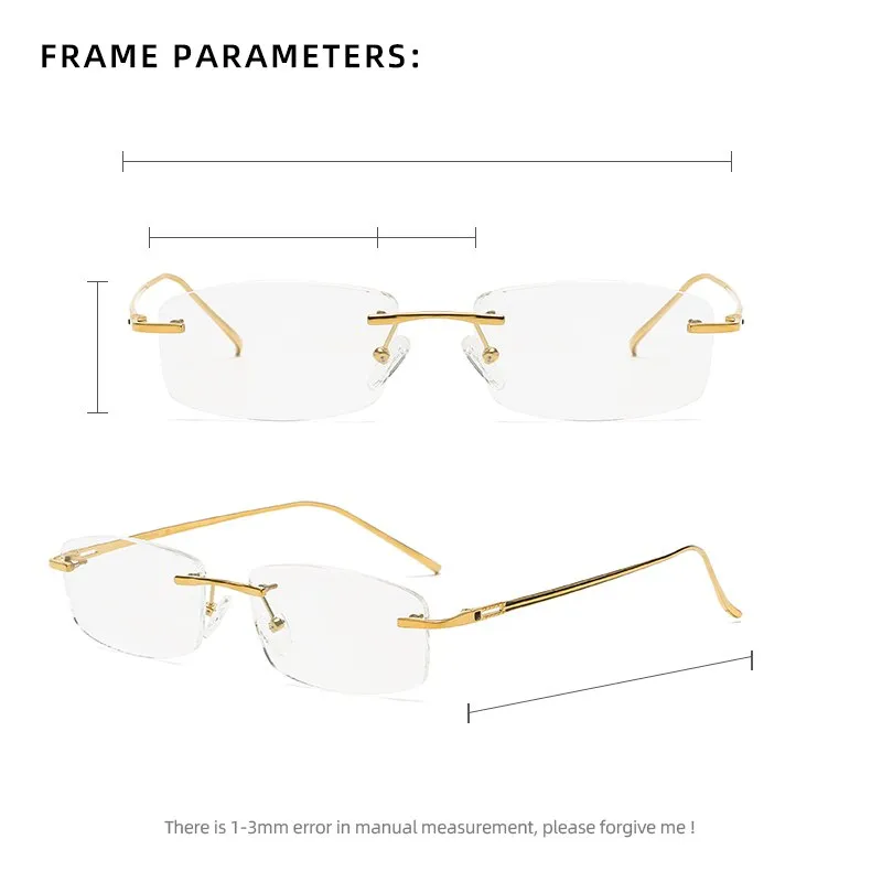 Zirosat 9079 Men's Eyeglasses Titanium Rimless Diamond Trimmed