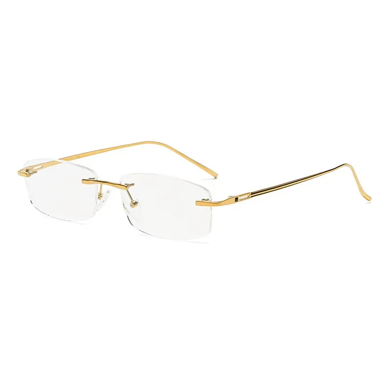 Zirosat 9079 Men's Eyeglasses Titanium Rimless Diamond Trimmed