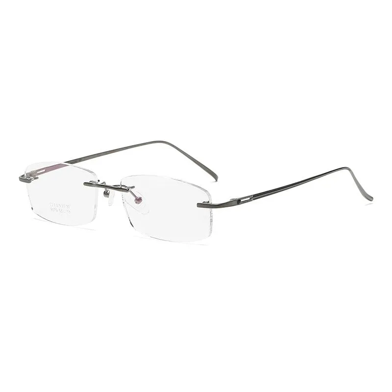 Zirosat 9079 Men's Eyeglasses Titanium Rimless Diamond Trimmed