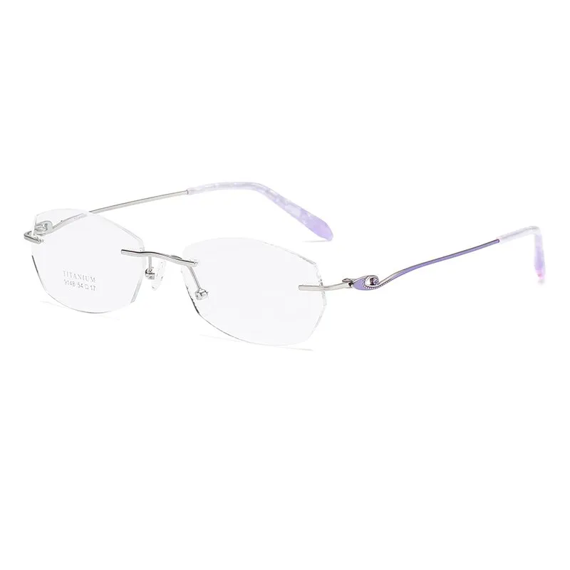 Zirosat 9148 Women's Eyeglasses Titanium Rimless Eyewear Diamond Trimmed