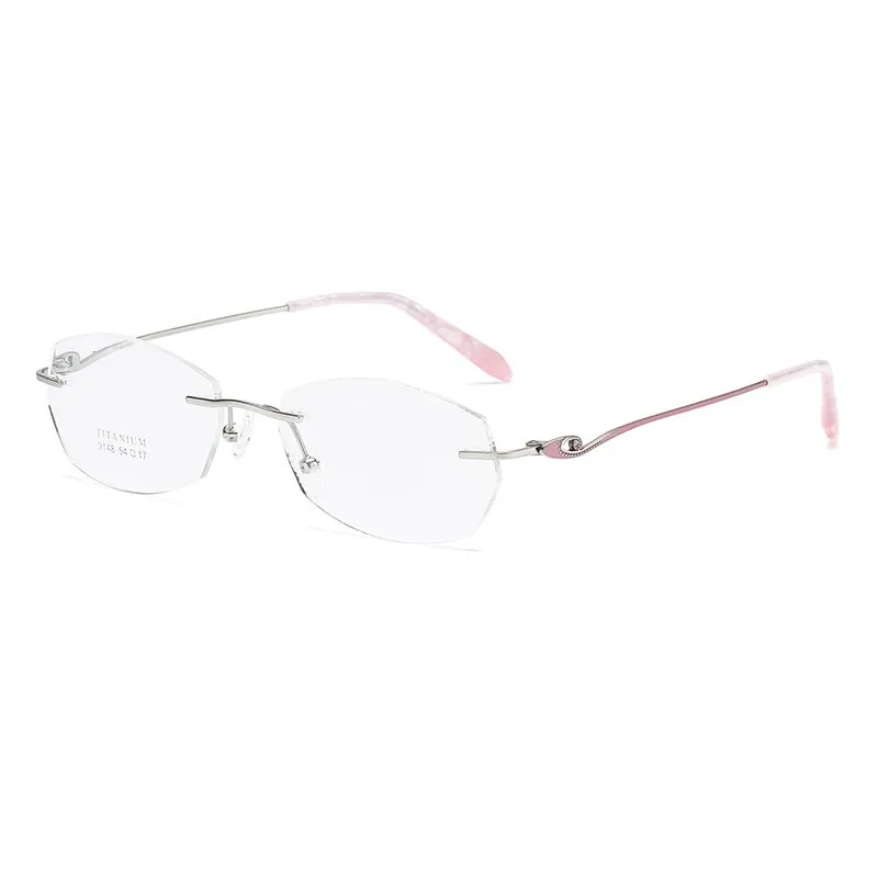 Zirosat 9148 Women's Eyeglasses Titanium Rimless Eyewear Diamond Trimmed