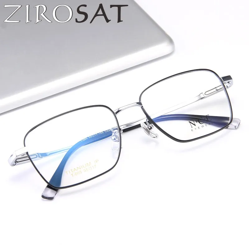 Zirosat Men's Full Rim Square Titanium Eyeglasses T005