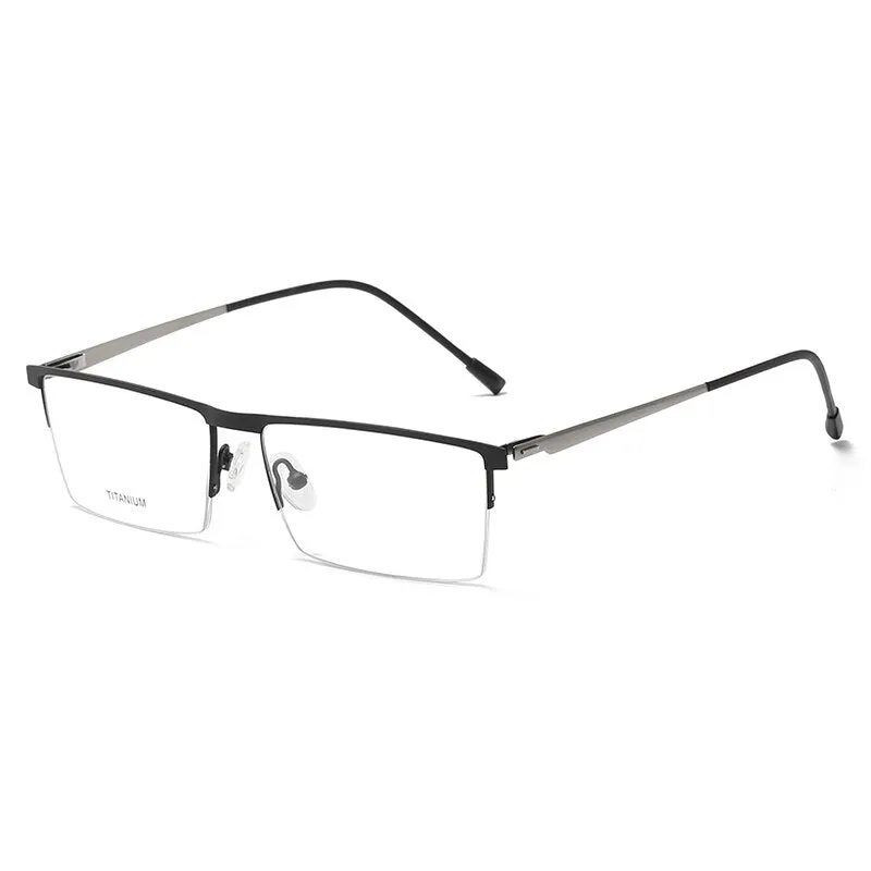 Zirosat Men's Semi Rim Square Titanium Eyeglasses P8826
