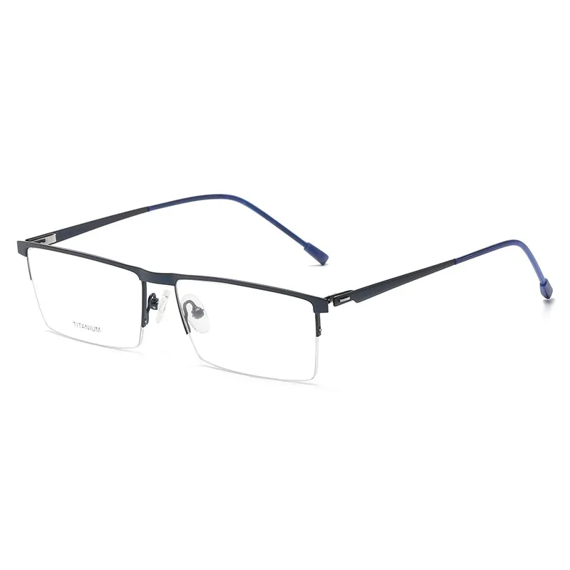 Zirosat Men's Semi Rim Square Titanium Eyeglasses P8826
