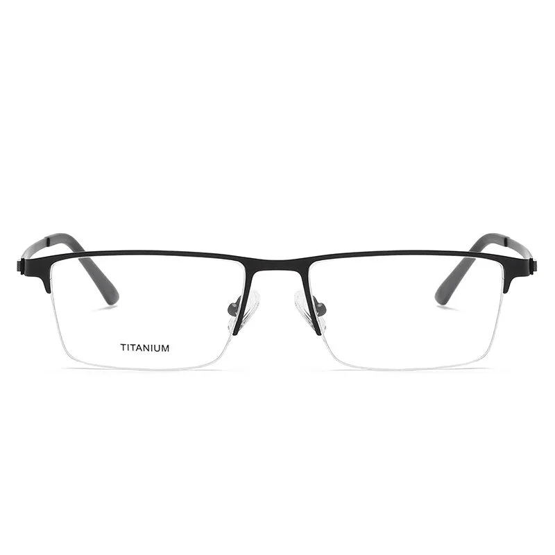 Zirosat Men's Semi Rim Square Titanium Eyeglasses P9867