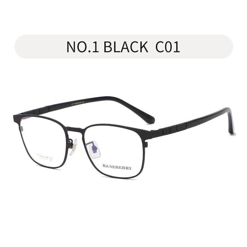 Zirosat Unisex Eyeglasses Frame Pure Titanium Black Grey 71079