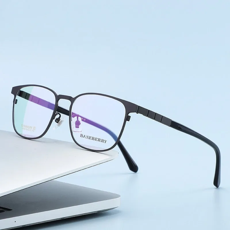 Zirosat Unisex Eyeglasses Frame Pure Titanium Black Grey 71079