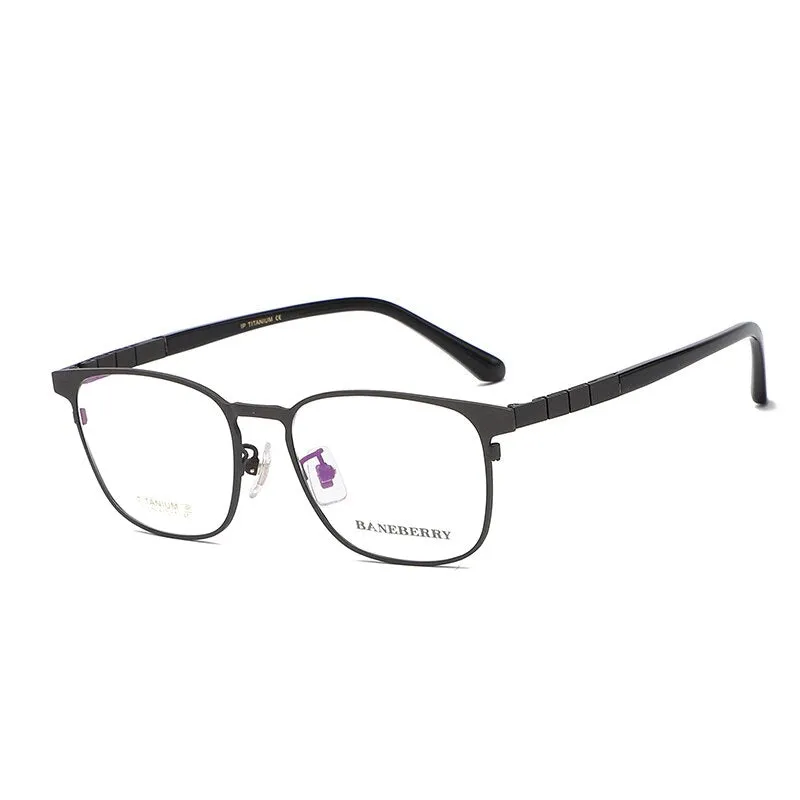 Zirosat Unisex Eyeglasses Frame Pure Titanium Black Grey 71079