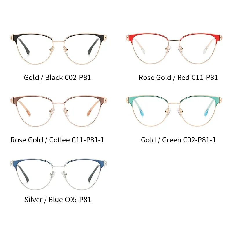 Zirosat Women's Full Rim Cat Eye Acetate Alloy Eyeglasses 8611